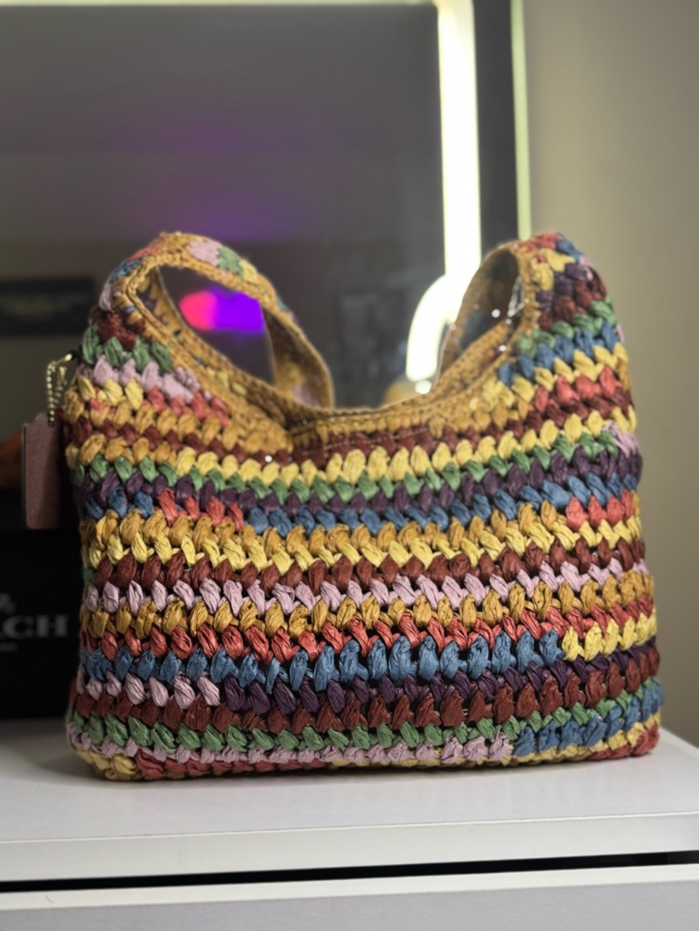 COACH Brooklyn 28 Straw Multi Color - Picture 4 of 10
